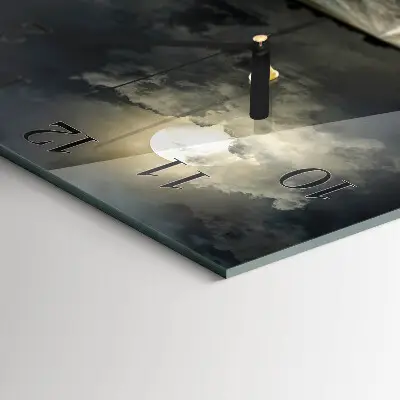 Vierkante glazen wandklok Maanpad