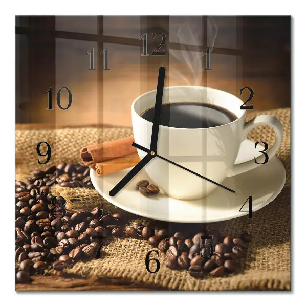 Moderne wandklok glas vierkant Koffie