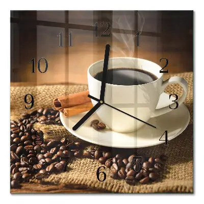 Moderne wandklok glas vierkant Koffie