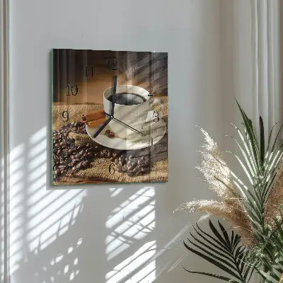 Moderne wandklok glas vierkant Koffie