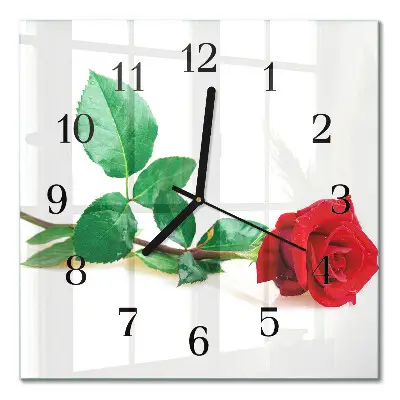 Decoratieve glazen klok vierkant Roos