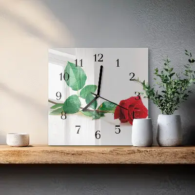 Decoratieve glazen klok vierkant Roos
