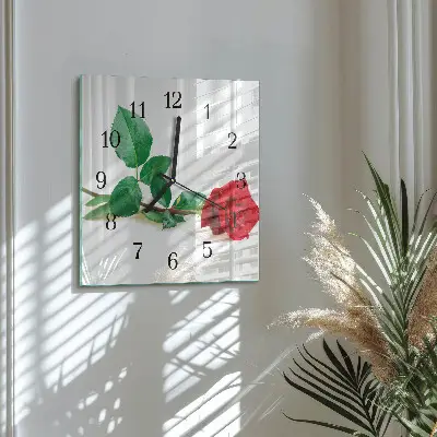 Decoratieve glazen klok vierkant Roos