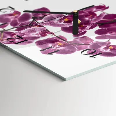 Vierkante glas klok Orchidee