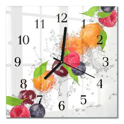 Moderne wandklok glas vierkant Fruit