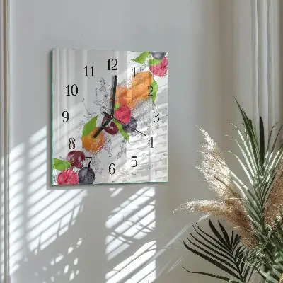 Moderne wandklok glas vierkant Fruit