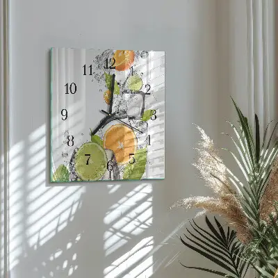 Vierkante glazen klok Citrusvruchten