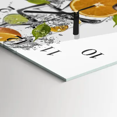 Vierkante glazen klok Citrusvruchten
