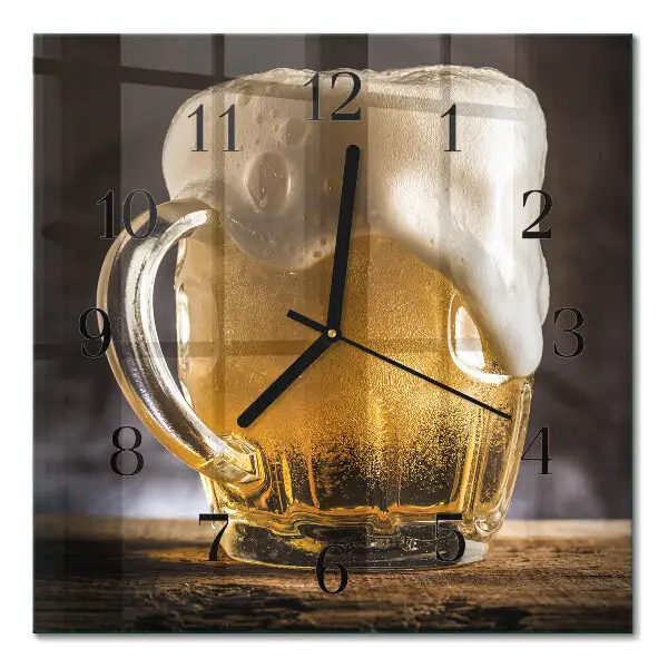 Vierkante glazen wandklok Bier