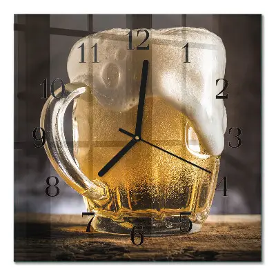 Vierkante glazen wandklok Bier