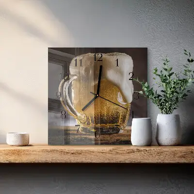 Vierkante glazen wandklok Bier