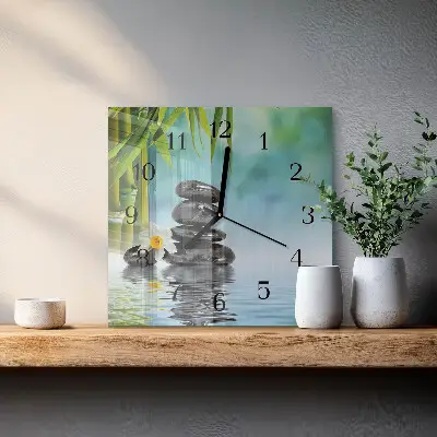 Moderne wandklok glas vierkant Stenen