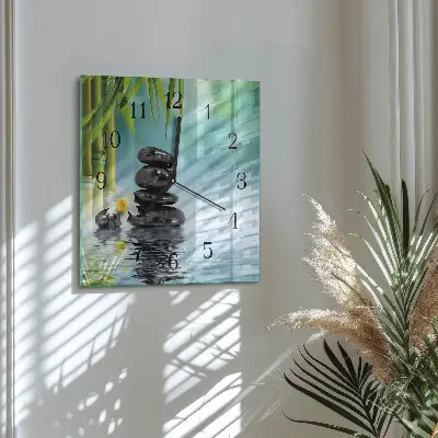 Moderne wandklok glas vierkant Stenen