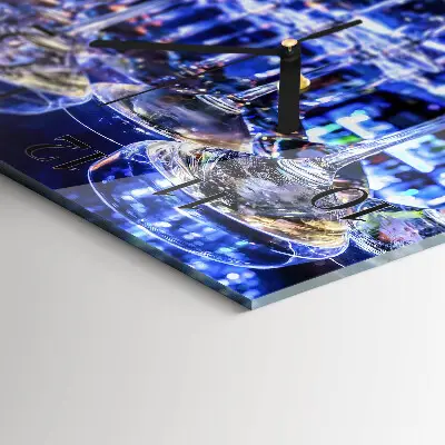 Vierkante glazen wandklok Bril