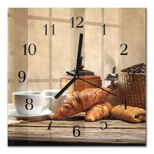 Vierkante glazen klok Croissants