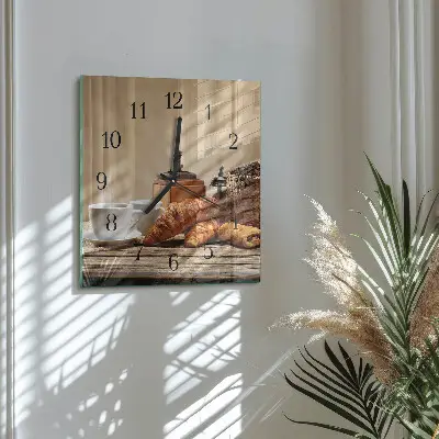 Vierkante glazen klok Croissants