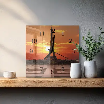 Moderne wandklok glas vierkant Eiffeltoren