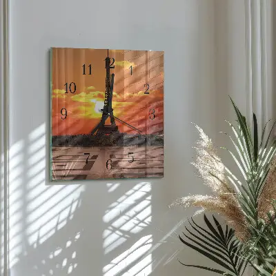 Moderne wandklok glas vierkant Eiffeltoren
