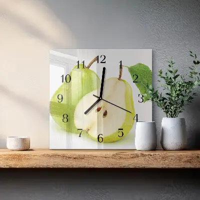 Vierkante glazen klok Peren