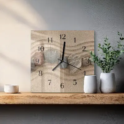 Vierkante glas klok Stenen en zand