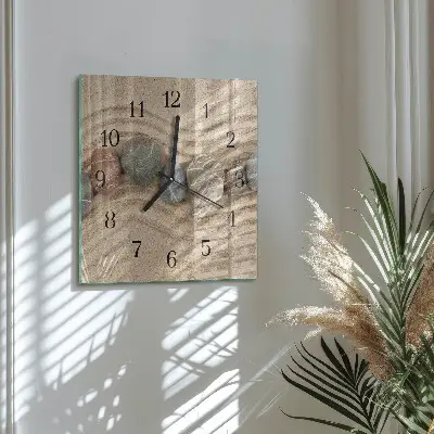 Vierkante glas klok Stenen en zand