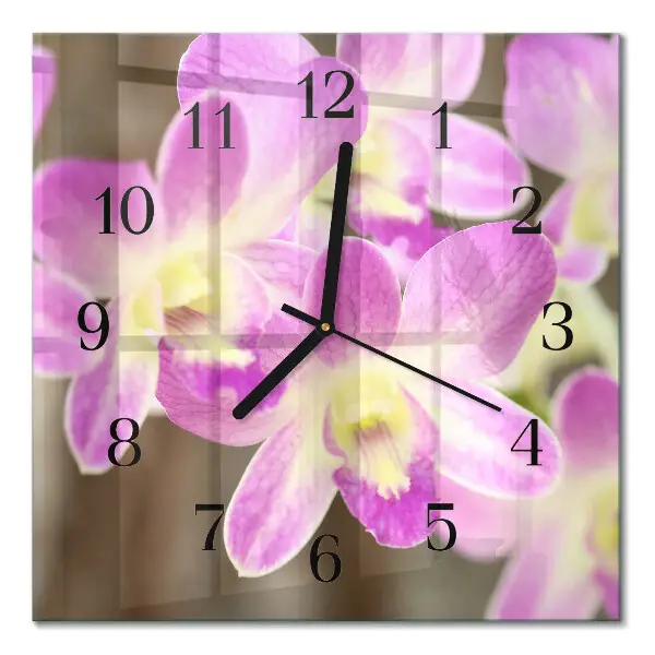 Moderne wandklok glas vierkant Bloemen