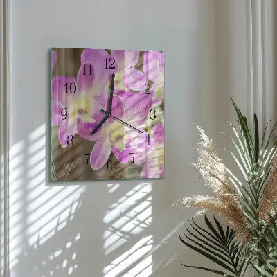 Moderne wandklok glas vierkant Bloemen
