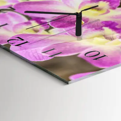 Moderne wandklok glas vierkant Bloemen