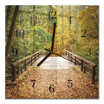 Vierkante glazen wandklok Bosbrug