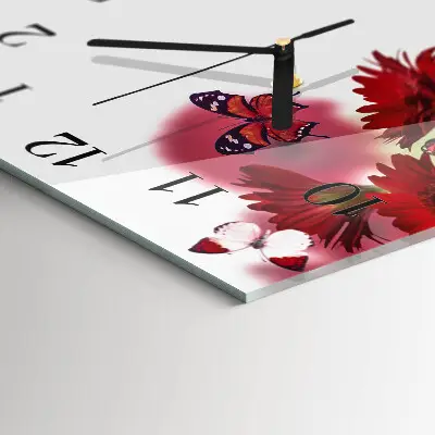 Decoratieve glazen klok vierkant Gerbera