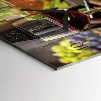 Moderne wandklok glas vierkant Glazen wijn