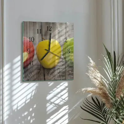 Vierkante glazen klok Appels