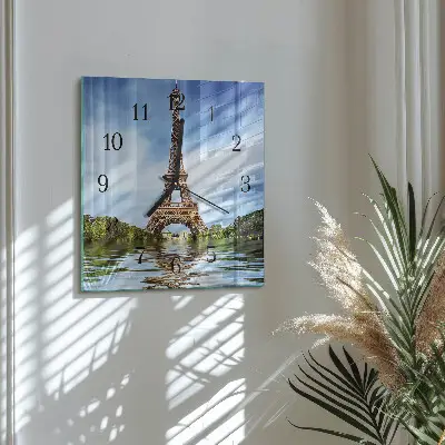 Vierkante glazen klok Eiffeltoren