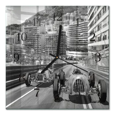 Decoratieve glazen klok vierkant Raceauto