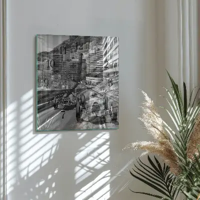 Decoratieve glazen klok vierkant Raceauto