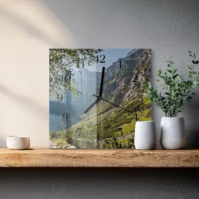 Vierkante glas klok Bergen