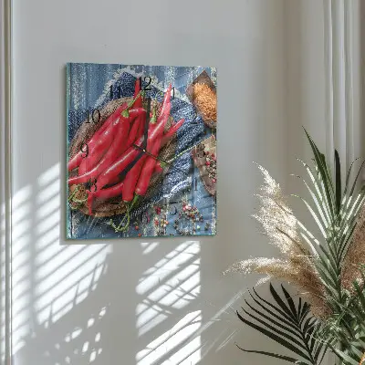 Decoratieve glazen klok vierkant Chilipeper