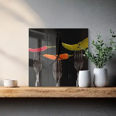 Decoratieve glazen klok vierkant Vork