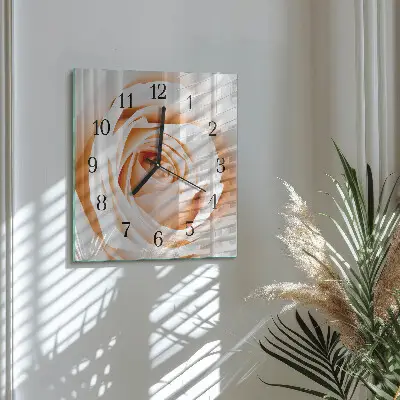 Vierkante glas klok Roos
