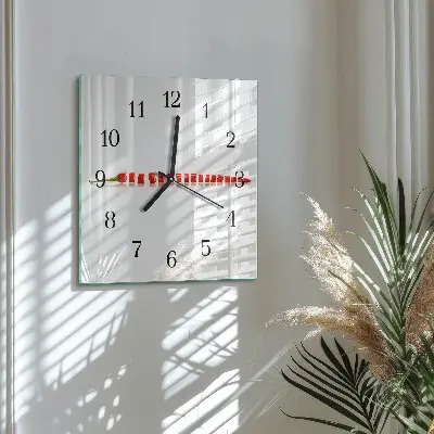 Vierkante glas klok Chilipeper