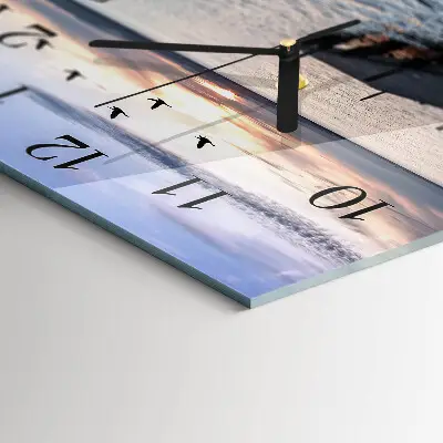 Moderne wandklok glas vierkant Vogels bij het meer