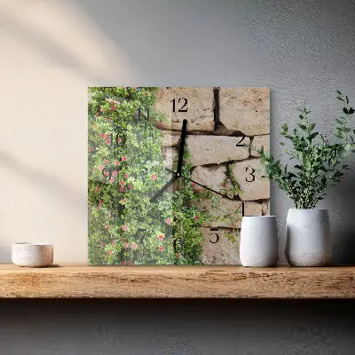 Vierkante glazen wandklok Stenen van de natuur