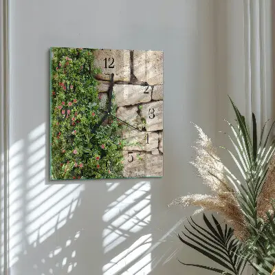 Vierkante glazen wandklok Stenen van de natuur
