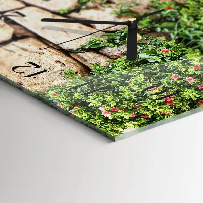 Vierkante glazen wandklok Stenen van de natuur