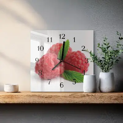 Vierkante glas klok Frambozen