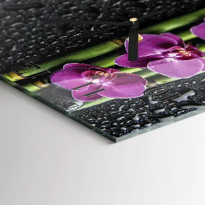 Moderne wandklok glas vierkant Orchidee