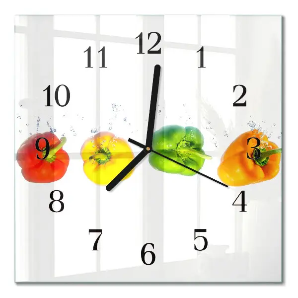 Moderne wandklok glas vierkant Peper