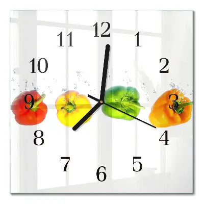 Moderne wandklok glas vierkant Peper