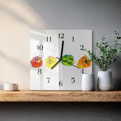 Moderne wandklok glas vierkant Peper