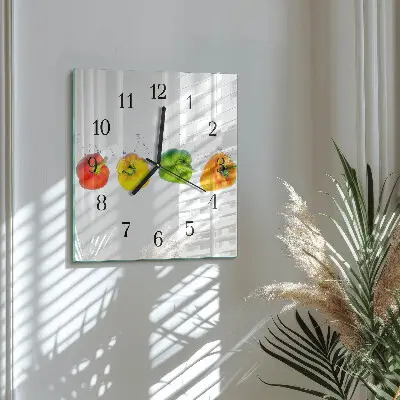 Moderne wandklok glas vierkant Peper